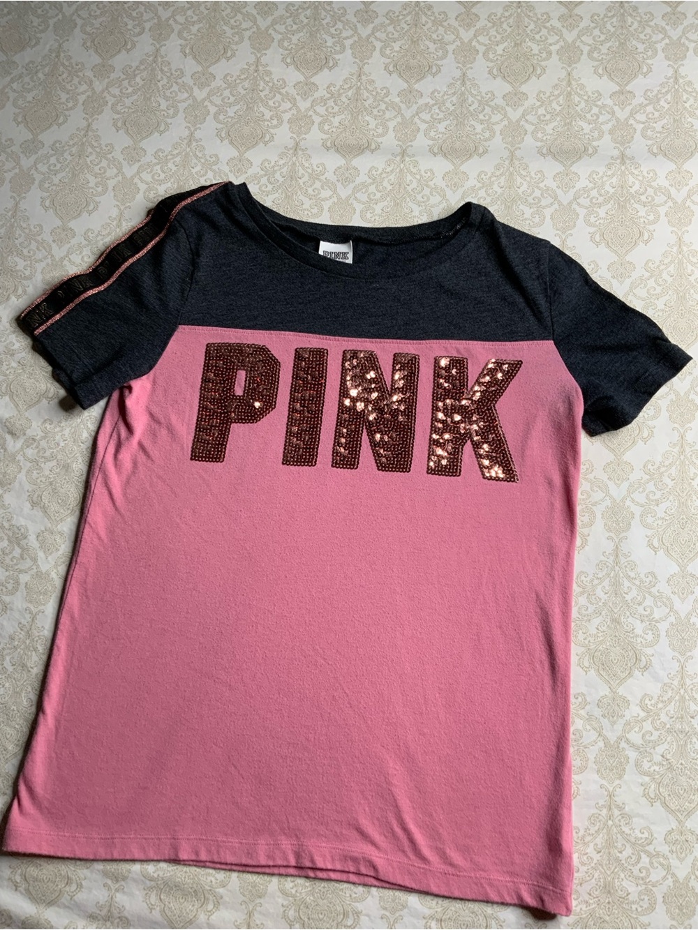 Victoria’s Secret PINK Bling Logo T-Shirt Size Small Short Sleeve